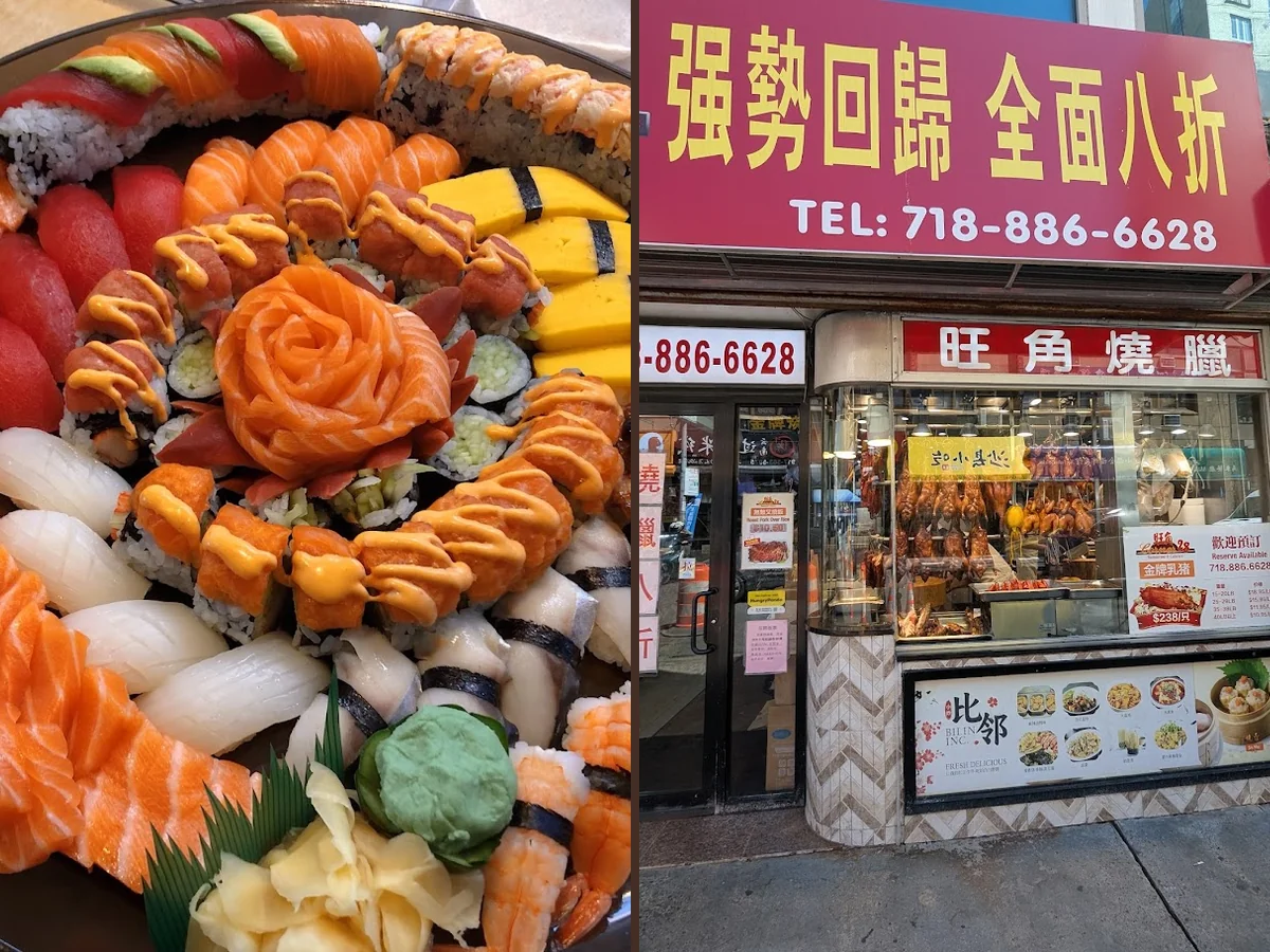 Cantonese roast meats in a restaurant display.